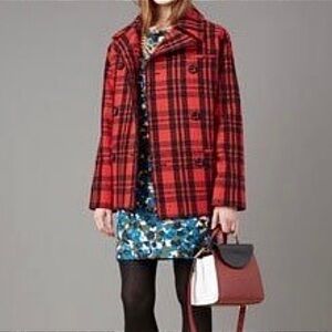 Kate spade SATURDAY scotch plaid wool blend pea coat